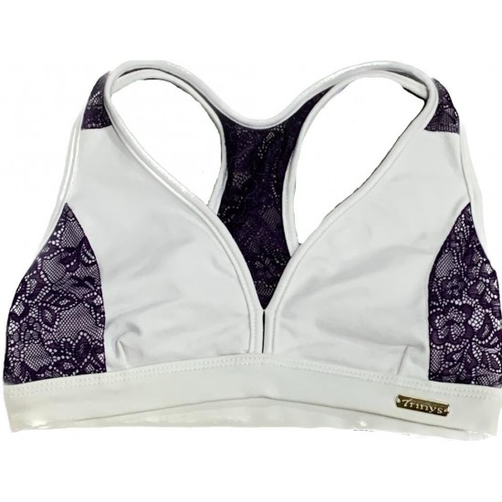 TOP TRINYS COM RENDA - BRANCO/ROXO